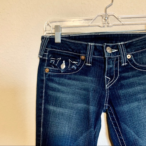 Dark Wash Contrast Stitching True Religion Jeans - Picture 6 of 12